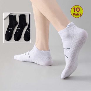 10 Pairs Men's Mid-Calf Cotton Socks - 100% Cotton