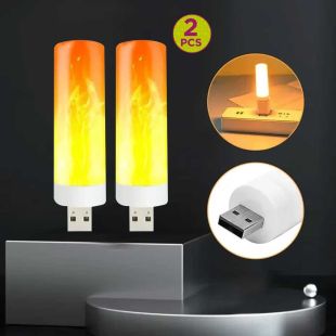 LED USB Flame Flashing Lights - Pack of 2