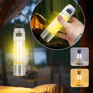 مصباح يدوي للتخييم متعدد الوظائف وقابل لإعادة الشحن