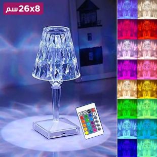 مصباح طاولة كريستالي محمول على شكل ماسي