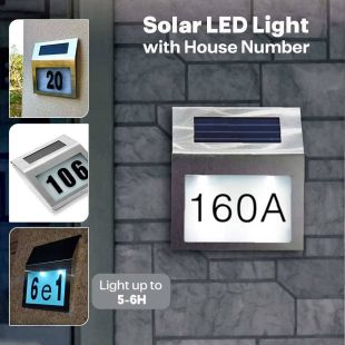 Solar Powered LED Light with House Number