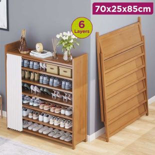 Foldable Bamboo Shoe Rack 6 Layers