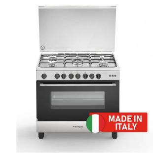 طباخ غاز 5 شعلات ستانلس ستيل 90 × 60 سم من Bompani