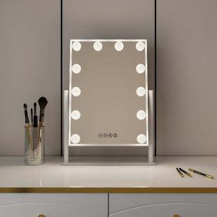 مرآة Hollywood بإضاءة LED مع بلوتوث من Orca