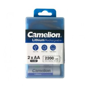 بطارية AA قابلة للشحن سعة 1460 مللي أمبير بقوة 1.5 فولت من الليثيوم بمدخل Type C عدد 2 حبه من Camelion