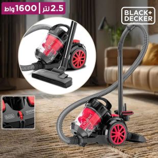مكنسة كهربائية Cyclonic بدون كيس أتربة 1600 واط سعة 2.5 لتر من Black + Decker