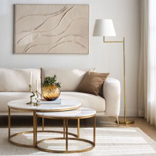 طقم طاولة مستديرة بأرجل ذهبية 2 طاولة