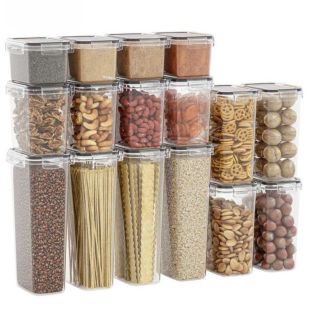 Airtight Clear Plastic Grain Storage Box Set
