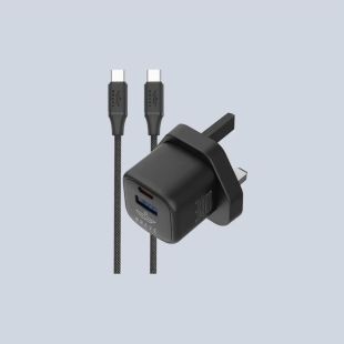 شاحن 20 واط GaN بمنفذ USB-C مع كيبل Lightning من Brave