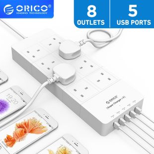 Orico 8 AC Outlet Surge Protector with 5 USB Charging Port – White
