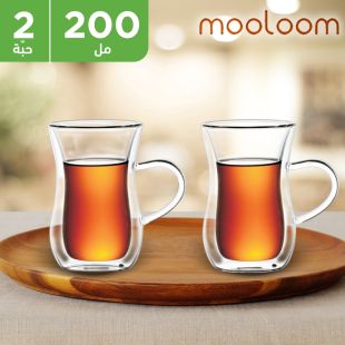 كوب شاي زجاجي مزدوج الجدار صناعة يدوية 2 حبة × 200 مل من Mooloom