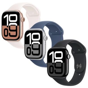 ساعة أبل الجيل العاشر GPS مقاس 42 مم هيكل من الألومنيوم مع حزام رياضي مقاس صغير\متوسط