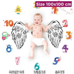Baby Photography Blanket with Angel Design - 100 x 100 cm