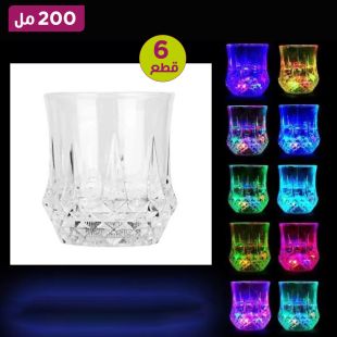 6 أكواب LED متعددة الألوان  سعة 200 مل تعمل بالماء