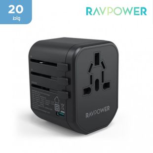 شاحن السفر PD PIONEER بقوة 20 واط وثلاث منافذ من RAVPower - منتج جديد / من غير كرتون