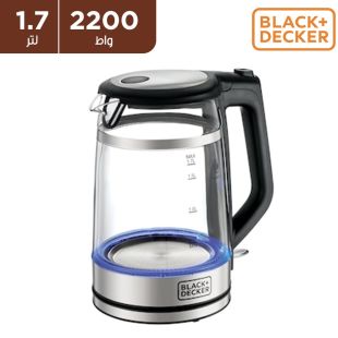 غلاية زجاجية بقوة 2200 واط وسعة 1.7 لتر بجدار مزدوج من Black+Decker