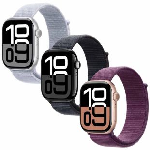 ساعة أبل الجيل العاشر GPS مقاس 46 مم هيكل من الألومنيوم مع حزام رياضي شد