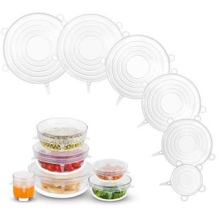 Silicone Stretch Lids, 6-Pack Various Size Bowl Covers