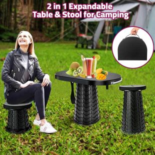 2 in 1 Expandable Table and Stool for Camping