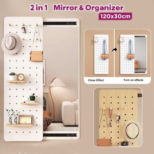 2 in 1 Full Length Mirror with Sliding Organizer