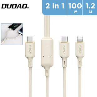 2 in 1 Type C to Lightning and Type C Cable 100W 1.2m by Dudao
