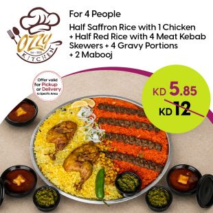 Saffron & Red Rice with Chicken and Kebab For 4 Persons from Ozzy Kitchen