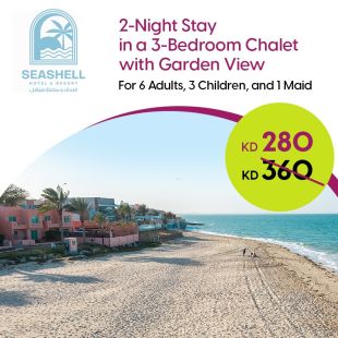 Enjoy 2-Nights Stay in 3-Bedrooms Chalet (Garden View ) for 6 Persons + 3 Kids + 1 Maid at Seashell Julaia Hotel & Resort