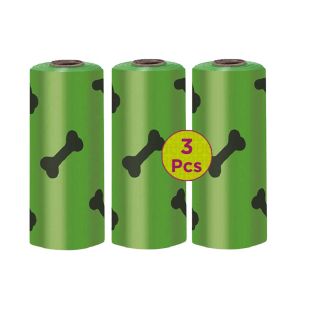 Pet Waste Bags Bone Print Roll 10 Bags - 3 Pcs