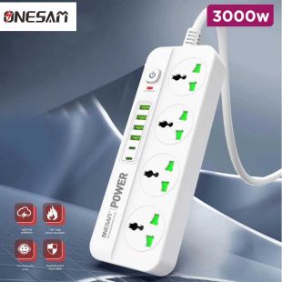 Onesam 3000W Power Strip with 4 Outlets, 4 USB Ports, and 2 PD Ports