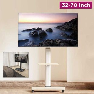Mobile TV Floor Stand with Wheels and AV Shelf for 32-70 Inch TVs