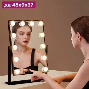 مرآة مكياج بإضاءة LED قابلة للدوران 360 درجة مع تحكم ذكي باللمس