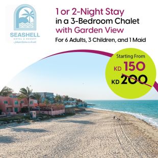 Enjoy 1 or 2 Nights Stay in 3-Bedrooms Chalet (Garden View ) at Seashell Julaia Hotel & Resort