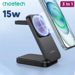 3 in 1 Wireless Charger 15W for iPhone and AirPods and Apple Watch by Choetech