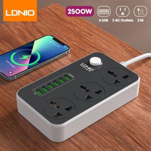 3 Sockets Power Extension with 6 USB Ports 2M by LDNIO