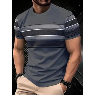 تيشيرت كاجوال صيفي فضفاض بأكمام قصيرة وتصميم 3D للرجال
