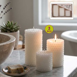 3Pcs Bubble Texture White Scented Candles
