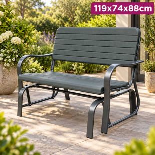 2-Seater Metal Garden Glider Bench with HDPE Seat 119×74×88cm