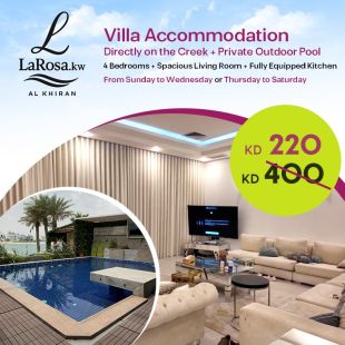 Luxury Family Stay in 4-Bedroom Creekfront Villa with Equipped Kitchen at LAROSA.kw