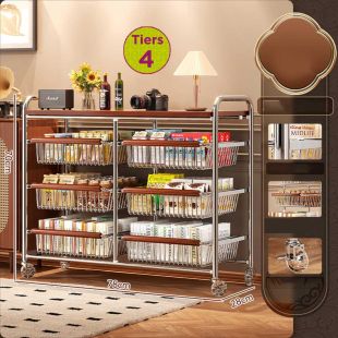 Double Steel Rack with Pull-out Layers with Crystal Wheels