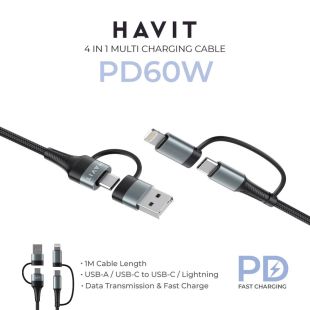 4-in-1 Multi Charging Cable PD 60W 1M by Havit