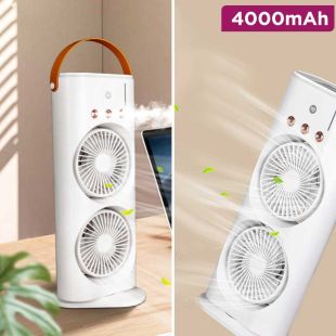 Rechargeable 4000mAh Dual Motor Portable Cooling Mist Fan