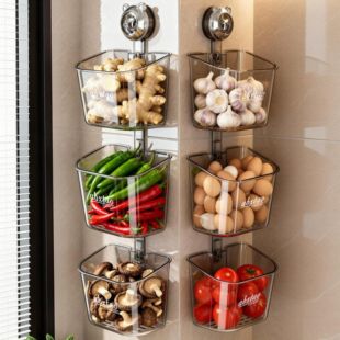 Wall-mounted Kitchen Storage Stand with Suction Base