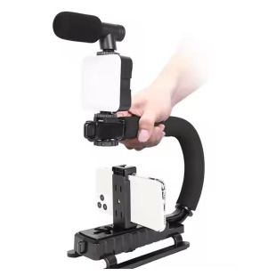مجموعة إنتاج الفيديو 3 في 1 (مقبض على شكل حرف U  اضاءة LED و ميكروفون)من SMQ