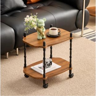 Wooden Side Table with Wheels 52 &times; 34 &times; 45 cm