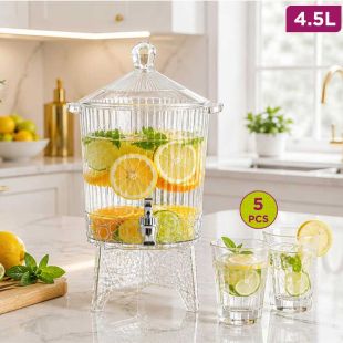 4.5L PET Beverage Jug Set with 5 Plastic Cups