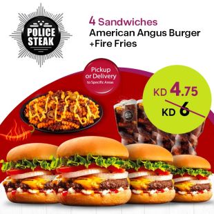 4 Angus Sandwich + Fries at Police Steak