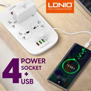 وصلة اشتراك كهربائي 4 مخارج 4 منافذ USB طول 2 متر من LDNIO