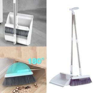 2 in1 Folding Standing Broom with Dustpan Rotatable