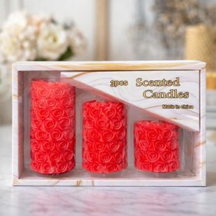 3 شموع معطرة بنمط زهور