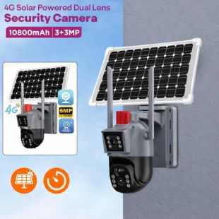 4G Solar Powered Dual Lens Security Camera (3 + 3MP)